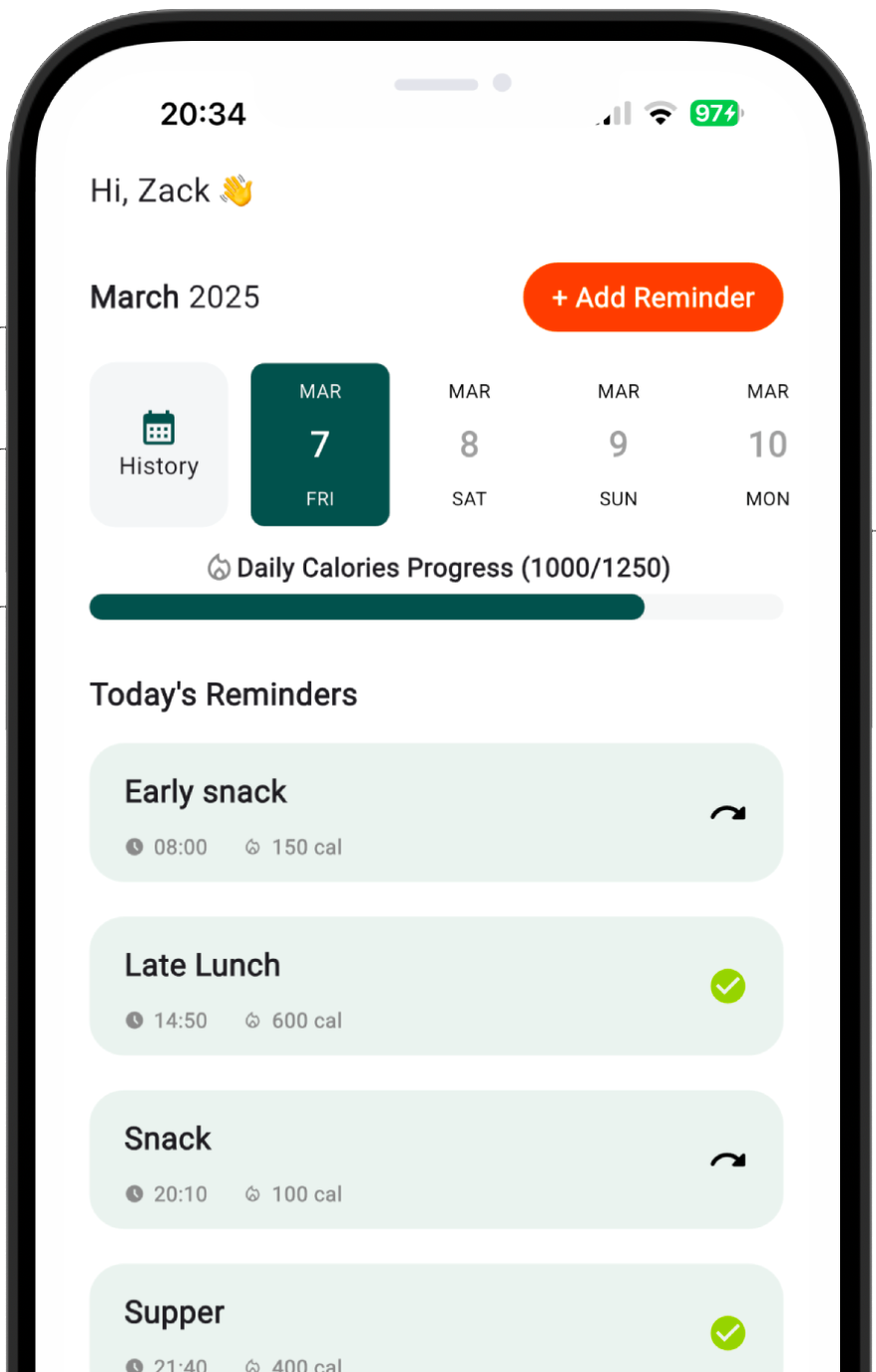 Meal Minder app screenshot